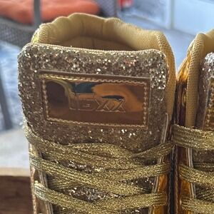 IGxx Womens Gold Glitter Metallic High Top Platform Sneakers Size 39 EUC